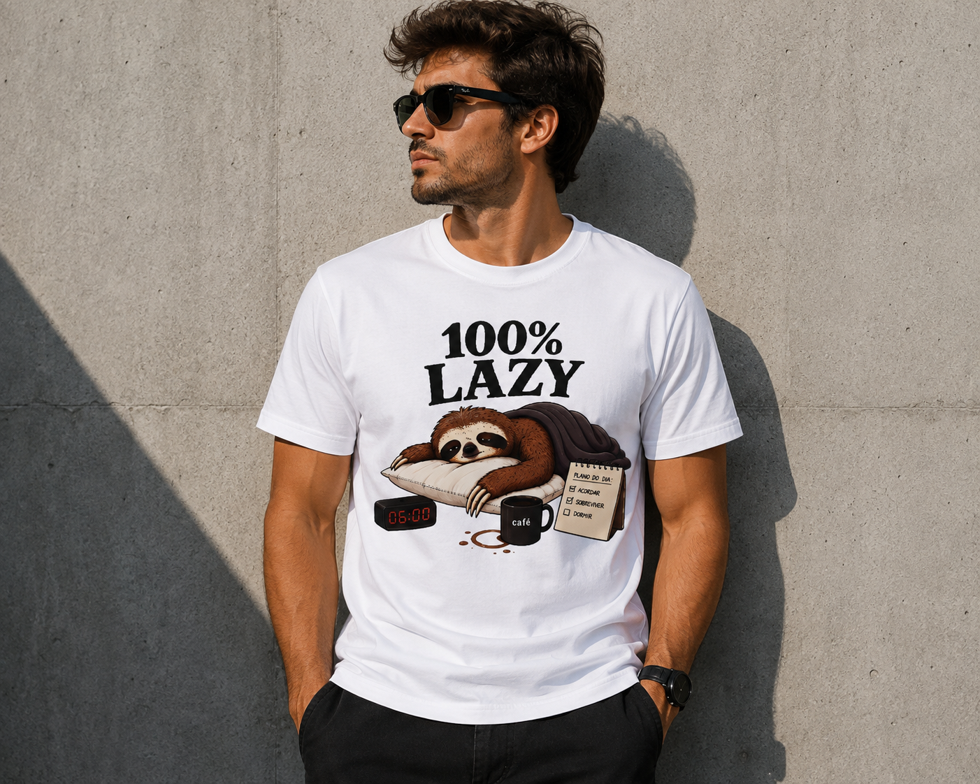 T-Shirt de manga curta Lazy